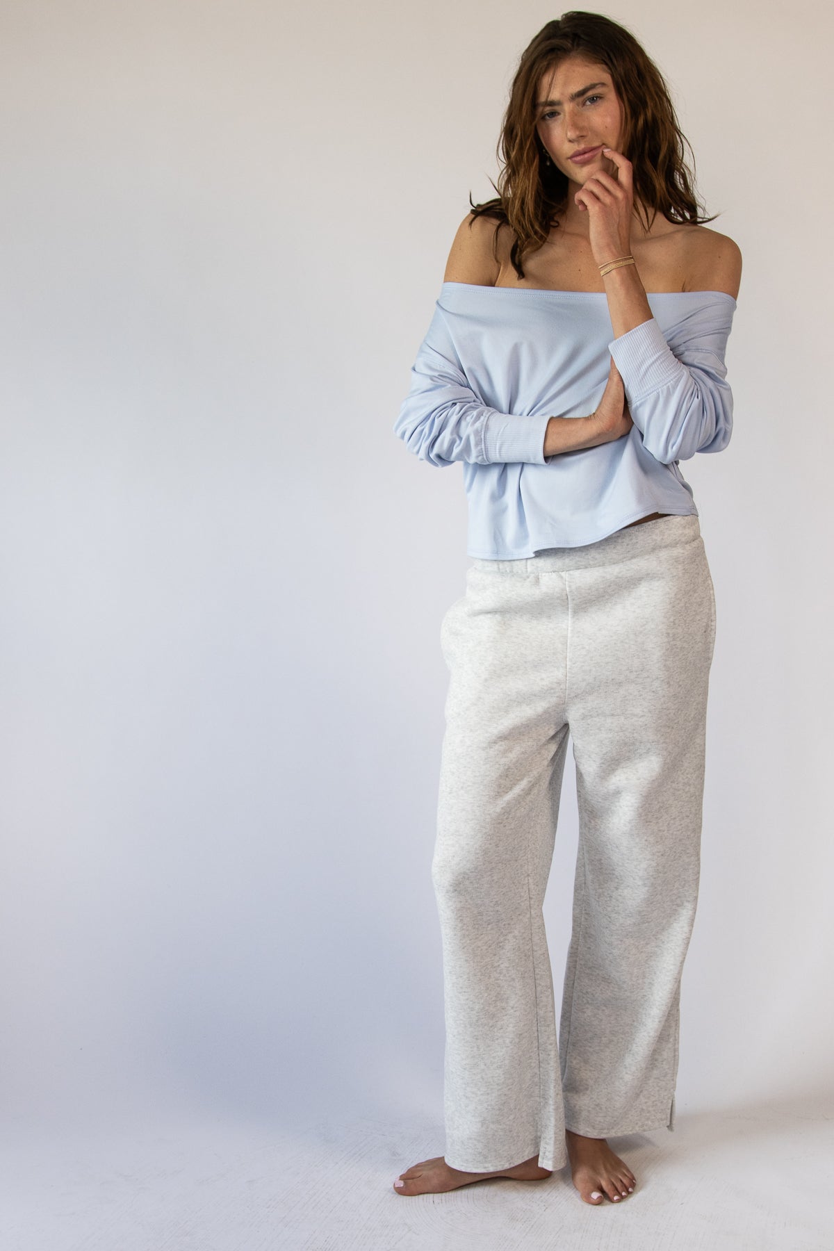 Rolled Top Wide Leg Sweatpants