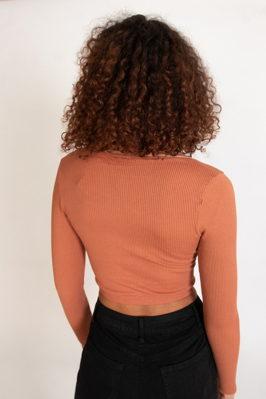 Sporty Notch Neck Long Sleeve Shirt