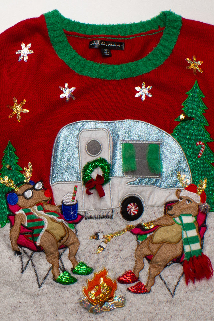 Camping Reindeer Ugly Christmas Pullover 60052