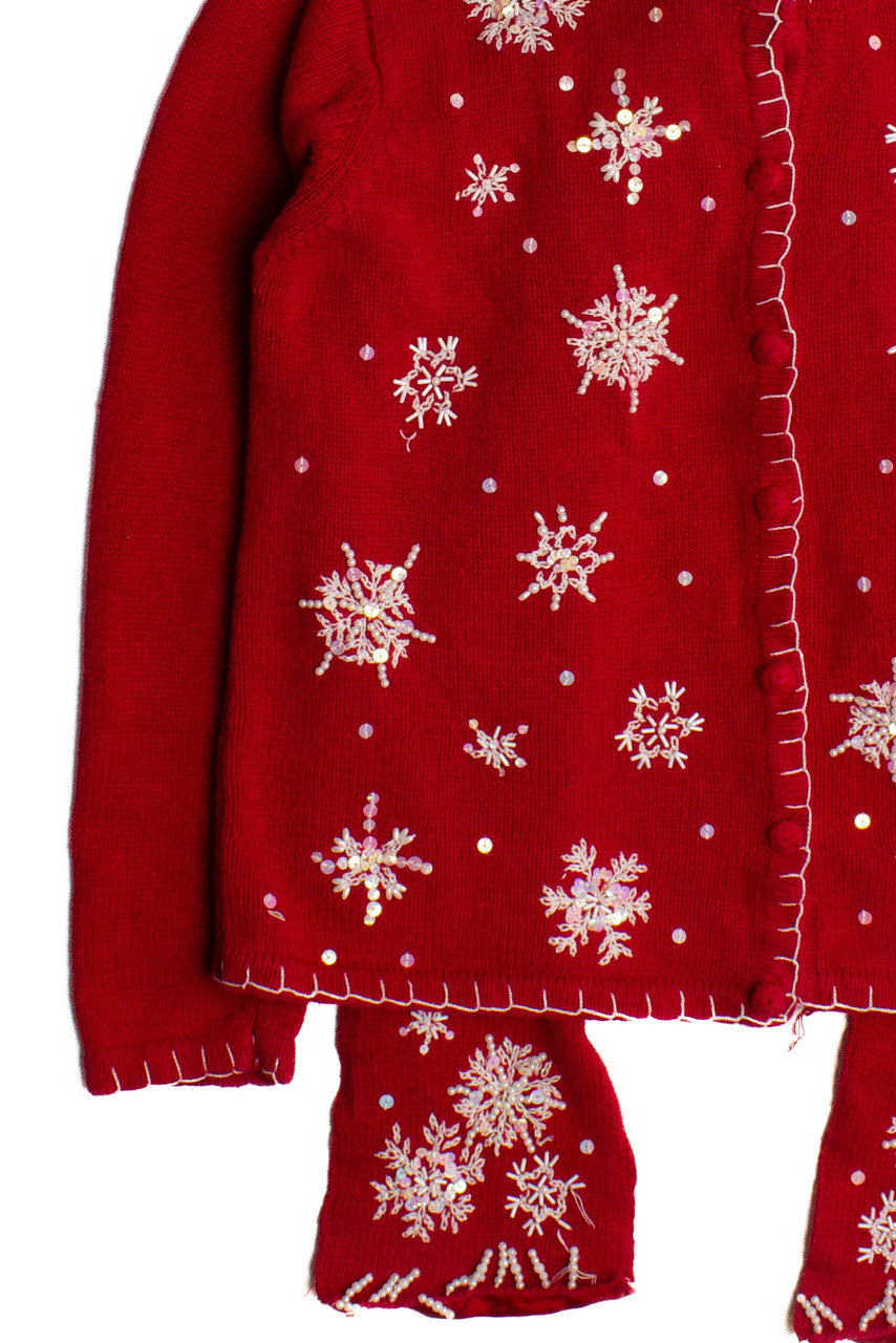 Red Ugly Christmas Cardigan with Scarf 60087