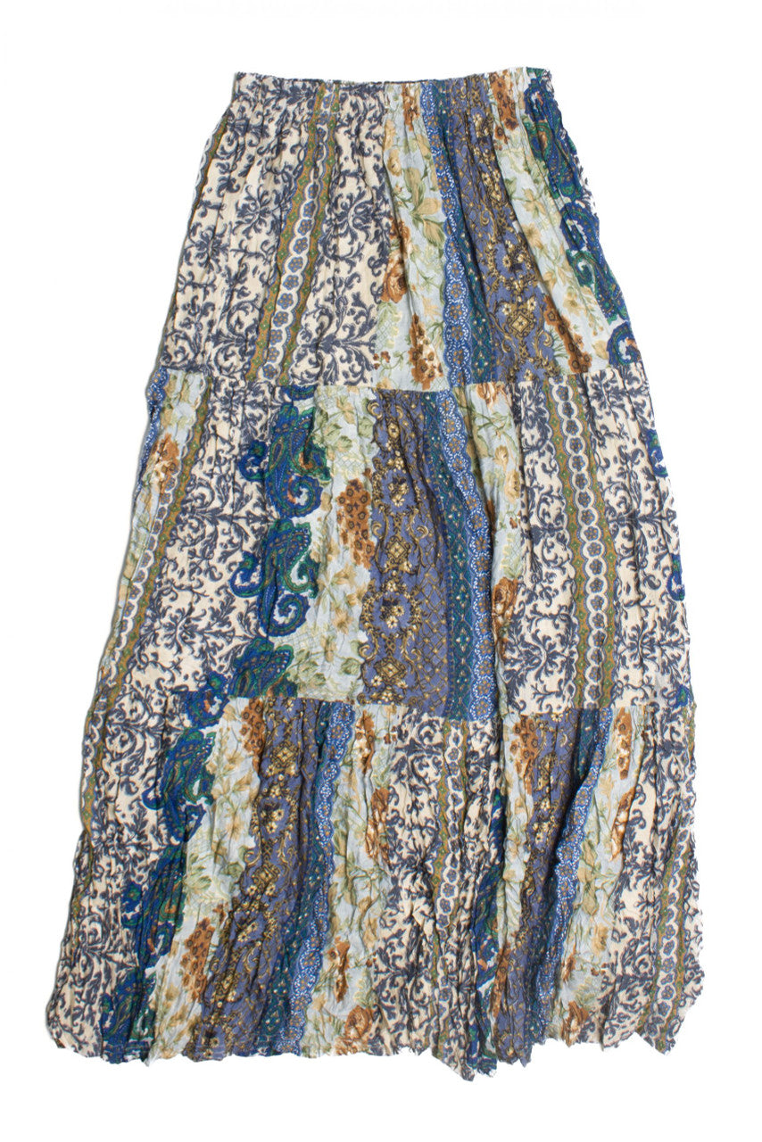 Vintage Blue Patterned Skirt (1990s)