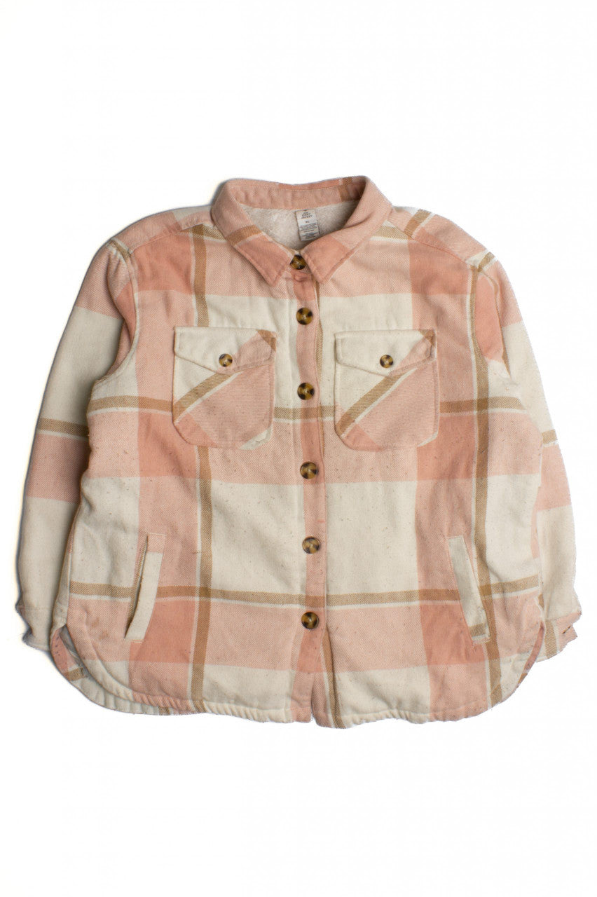Vintage Pastel Pink Flannel Jacket (1980s)