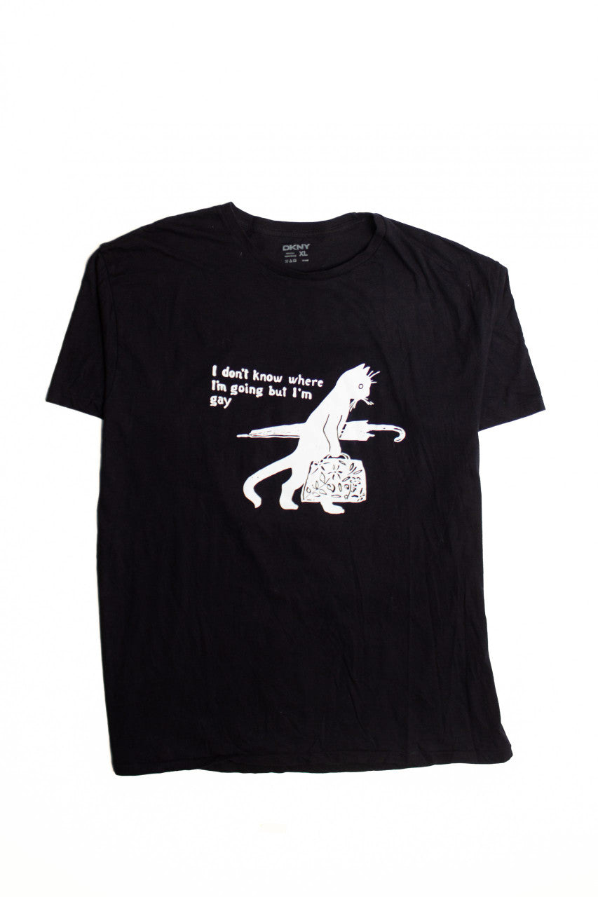 Black Gay Cat Screen Print T-Shirt