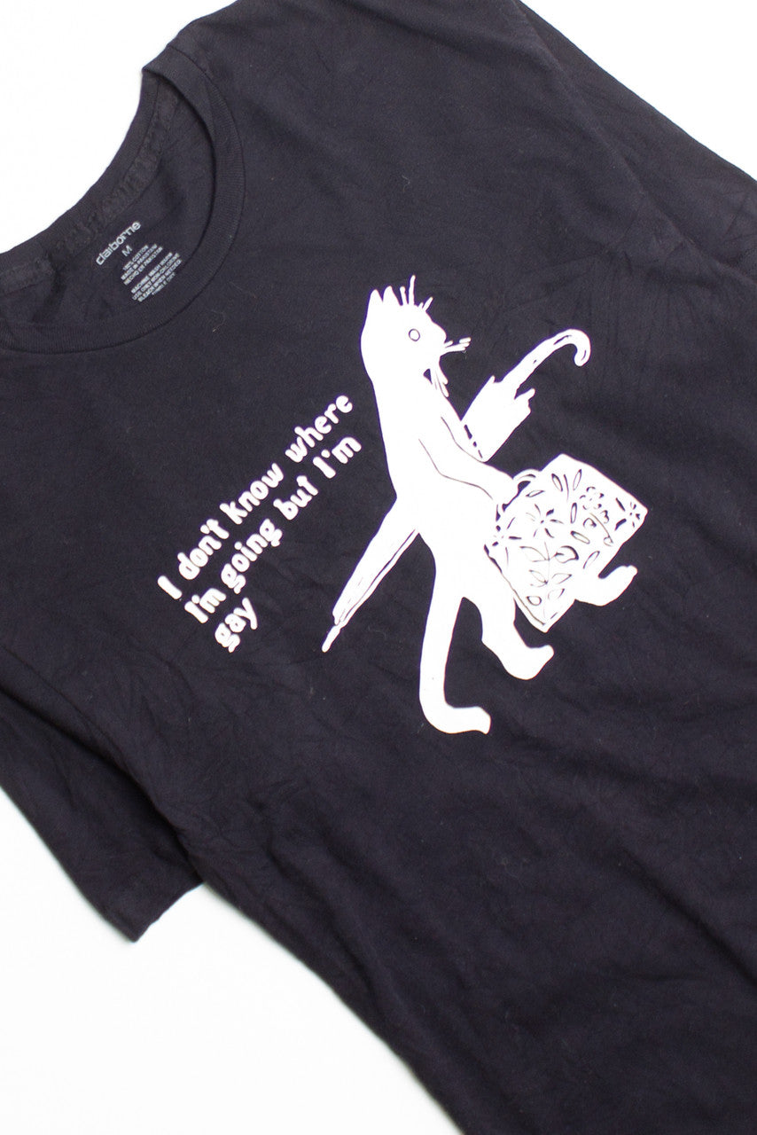 Black Gay Cat Screen Print T-Shirt 2