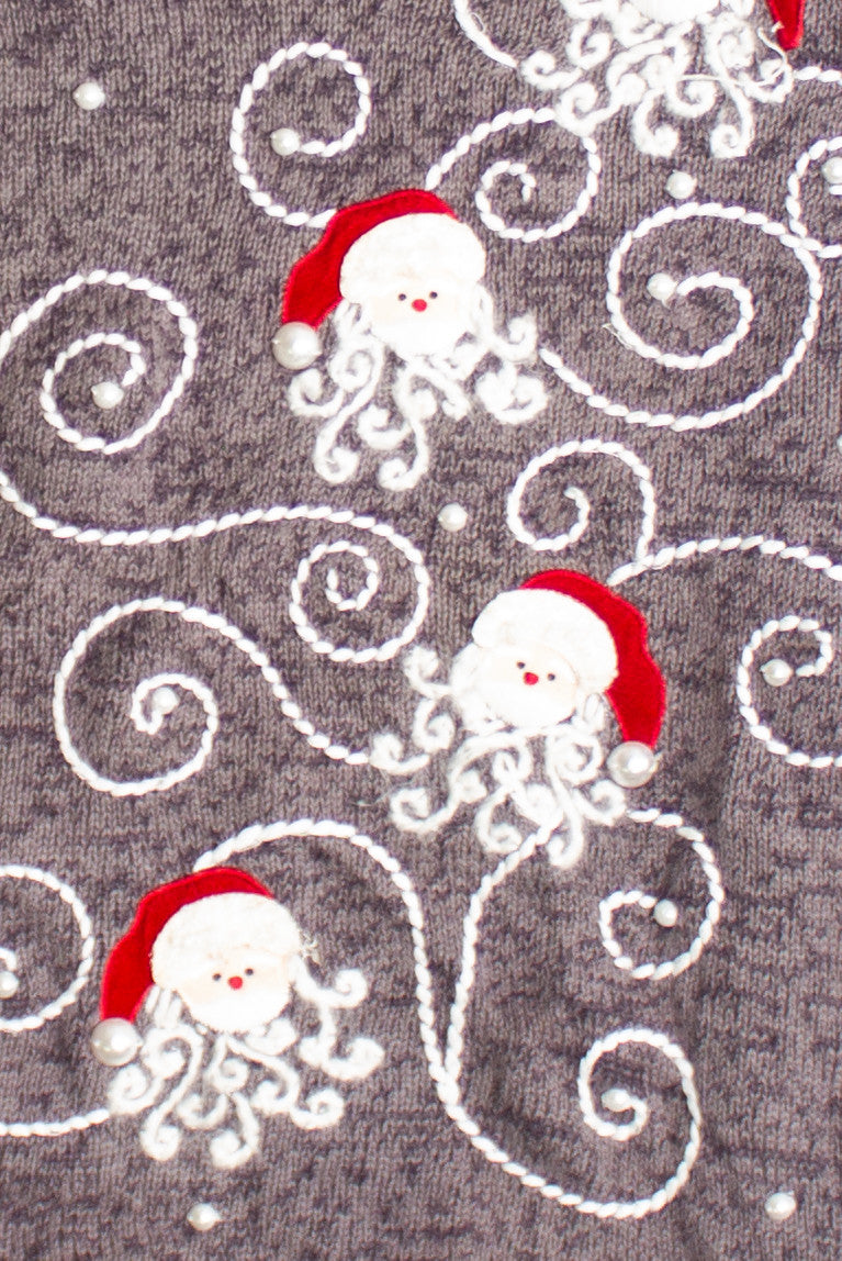 Gray V-Neck Ugly Christmas Sweater 60707