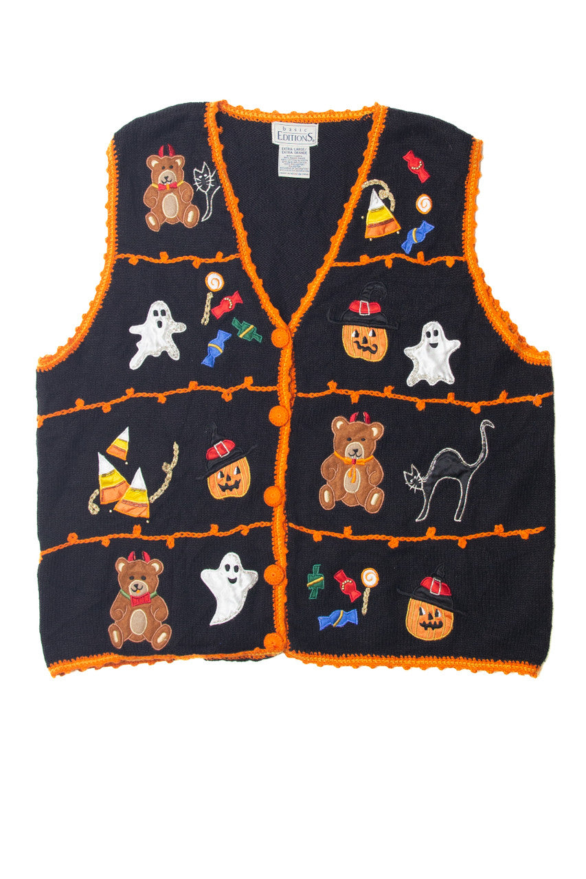 Vintage Bears Ghosts And Pumpkins Halloween Vest