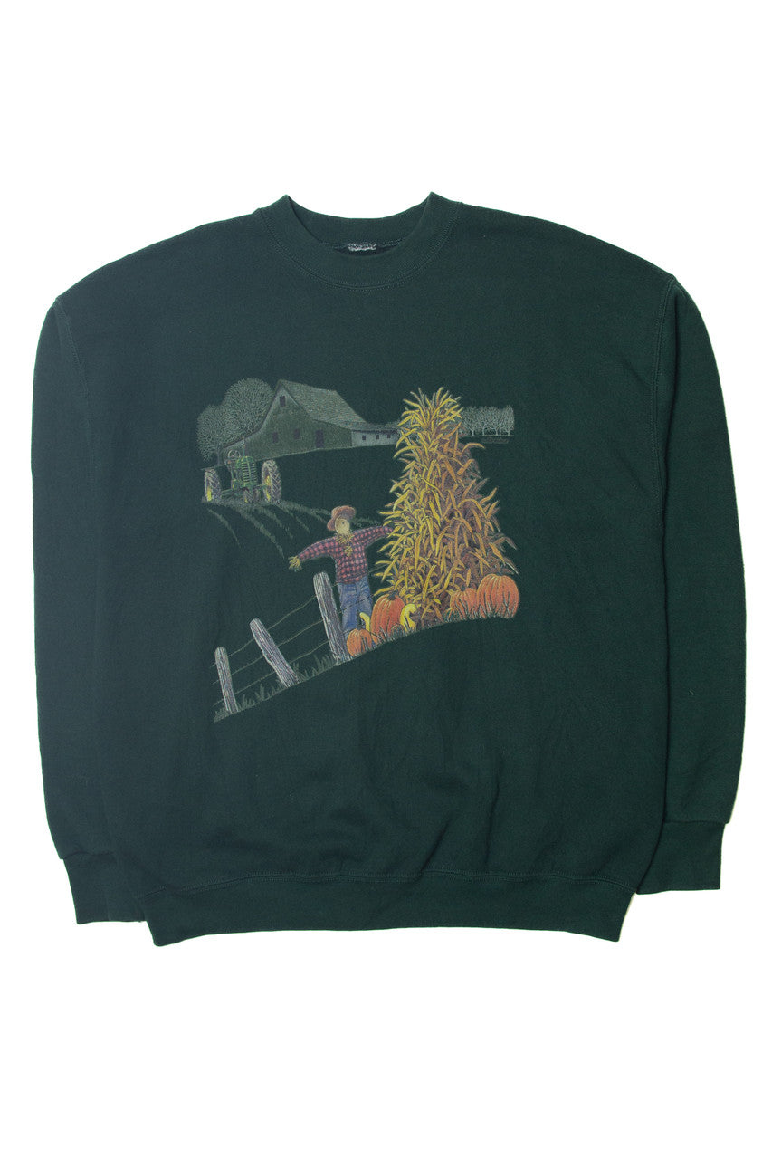 Vintage Scarecrow On Farm Autumn Harvest Sweater