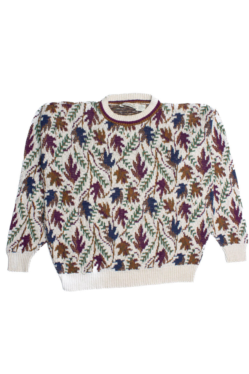 Vintage Autumn Leaves Knit Sweater (1980s)