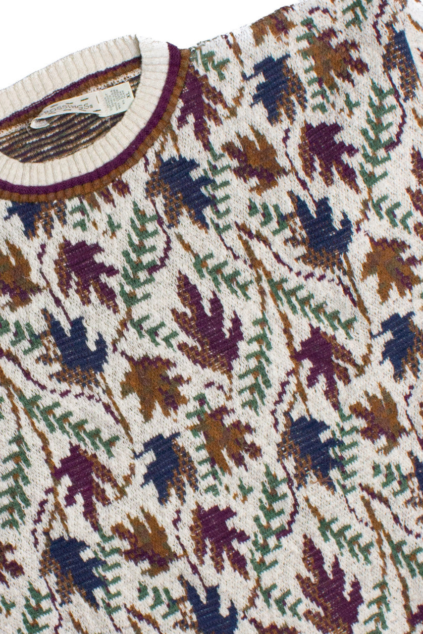Vintage Autumn Leaves Knit Sweater (1980s)