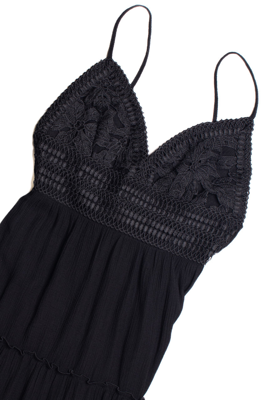 Lace Top Tiered Maxi Dress