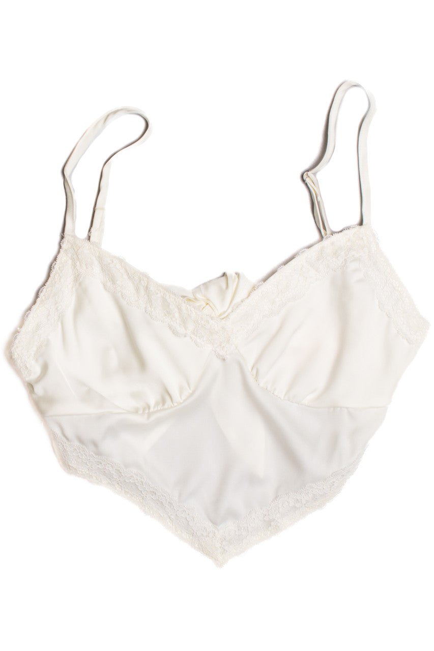 Off White Silky Lace Tie Back Top