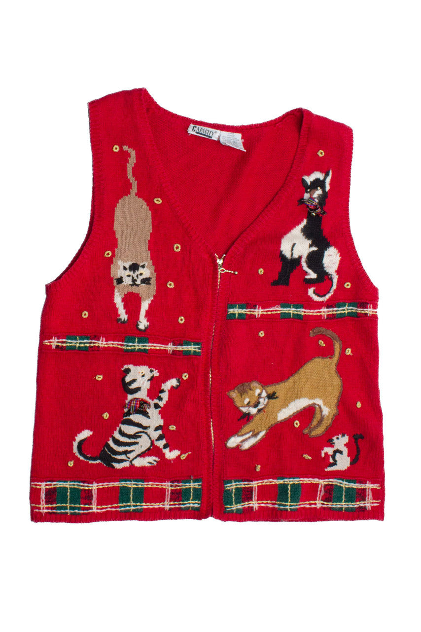 Vintage Cat Party Vest (1980s)