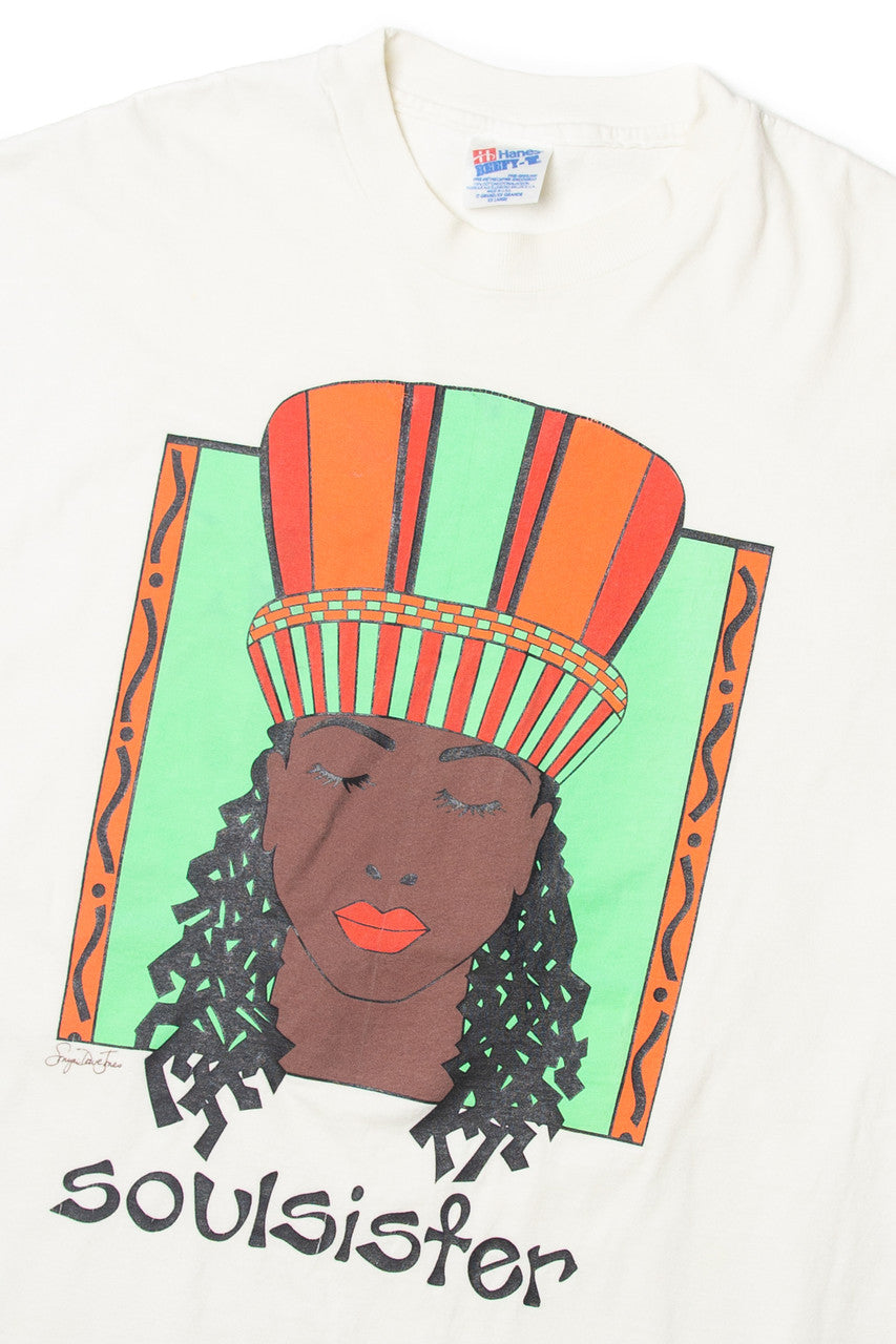 Vintage Hanes "Soul Sister" Woman With Headdress T-Shirt 11954