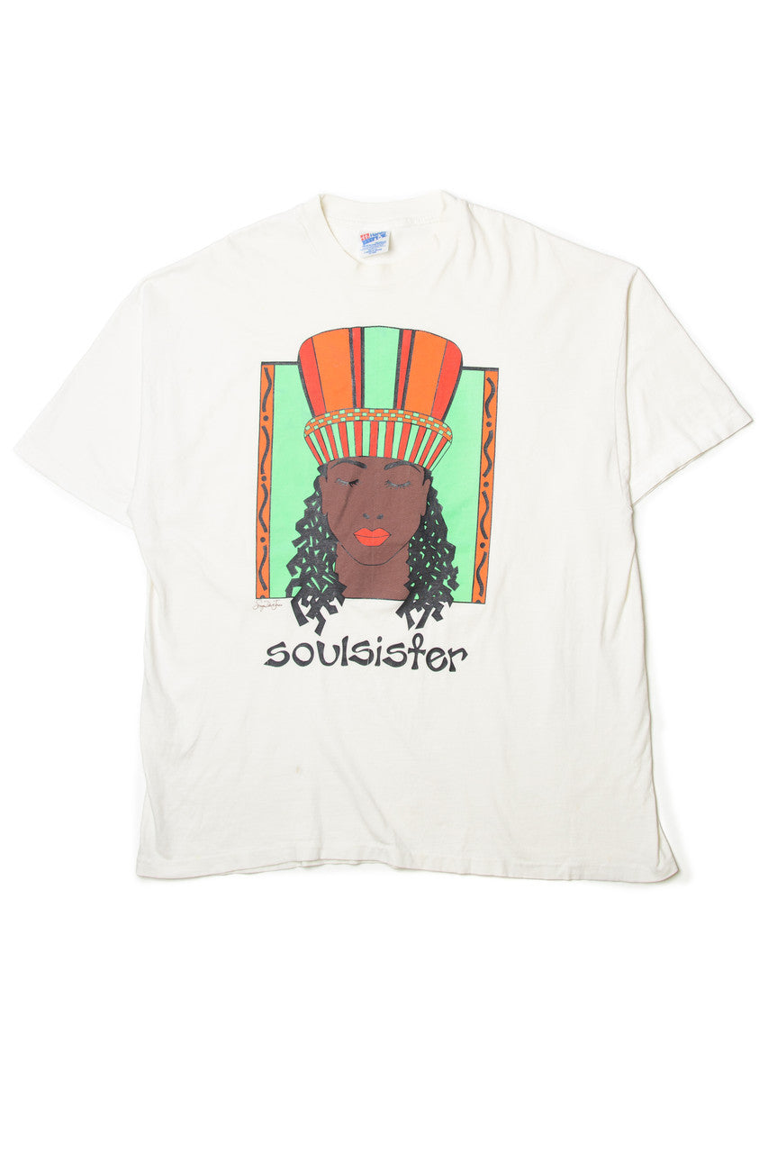 Vintage Hanes "Soul Sister" Woman With Headdress T-Shirt 11954