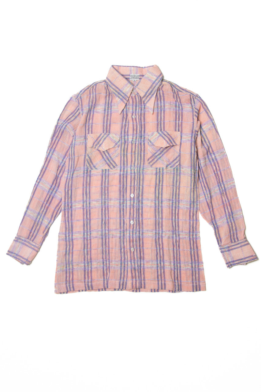 Vintage Pink Striped Button Up Shirt