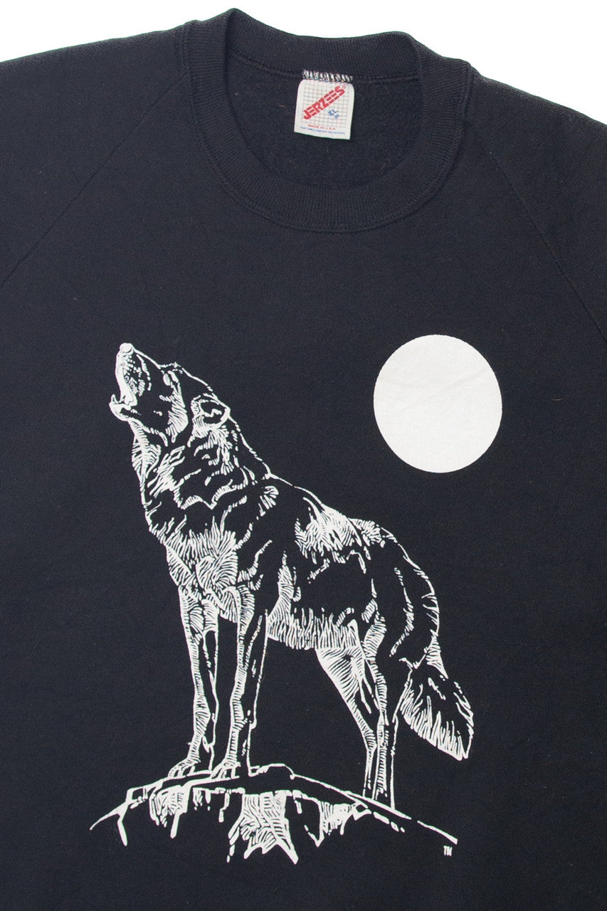 Vintage Wolf Howling At the Moon Jerzees Sweatshirt (1990s)
