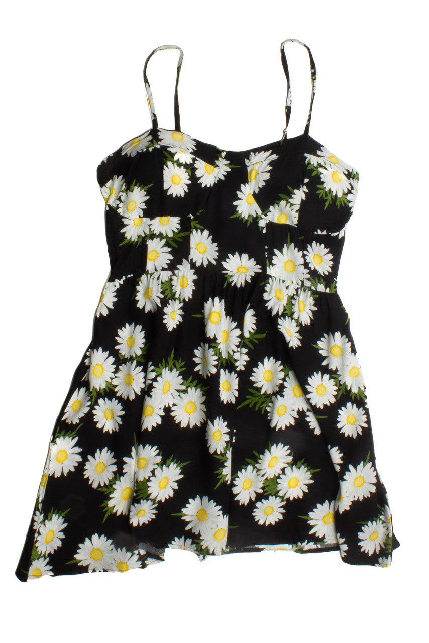 Black Padded Cup Floral Mini Dress