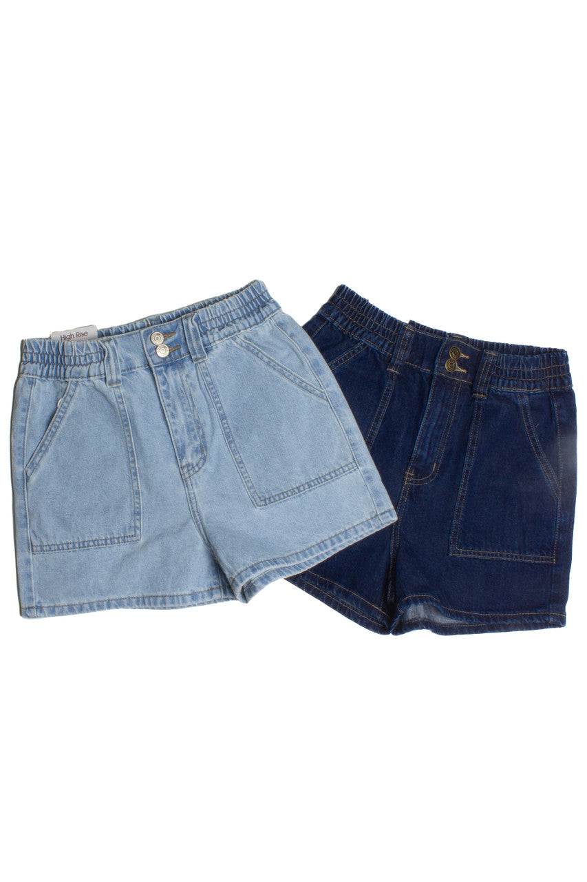 Light Wash Utility Shorts