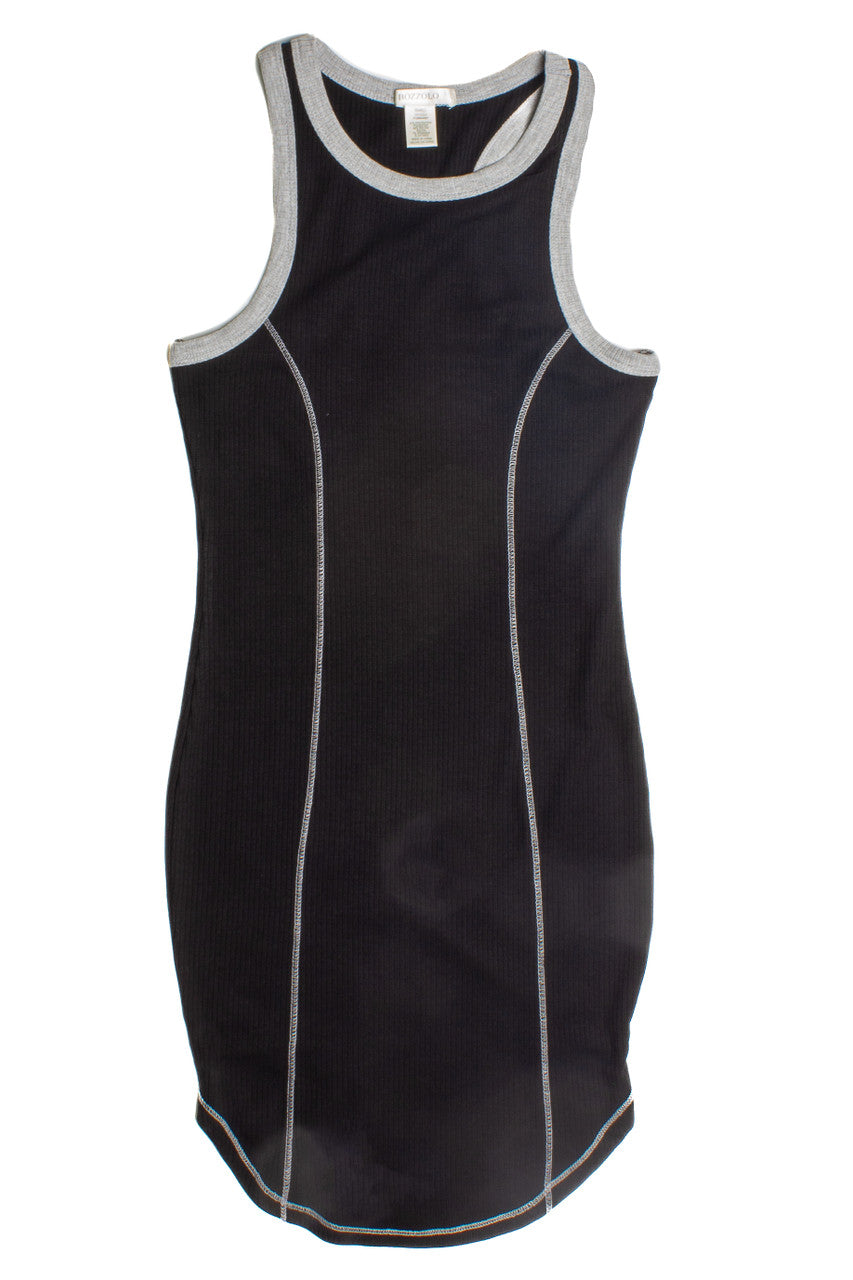 Black Ribbed Contrast Mini Dress