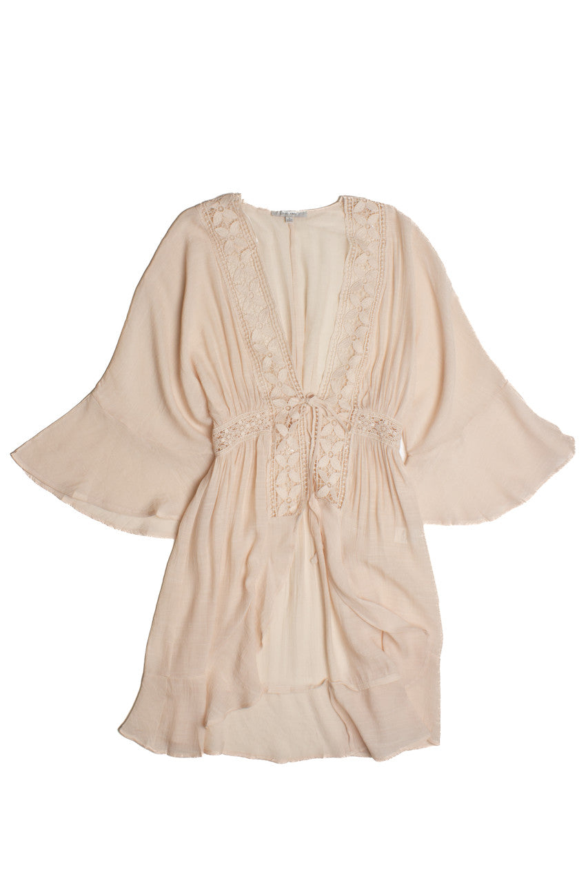 Cream Crochet Trim Duster