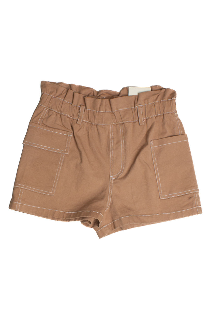 Taupe Paperbag Waist Cargo Shorts