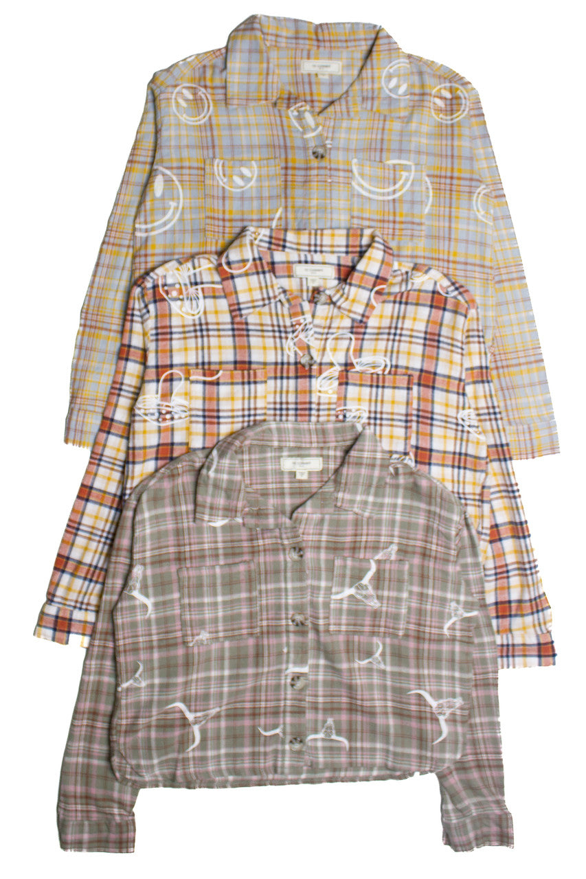 Cropped Screenprint Flannel