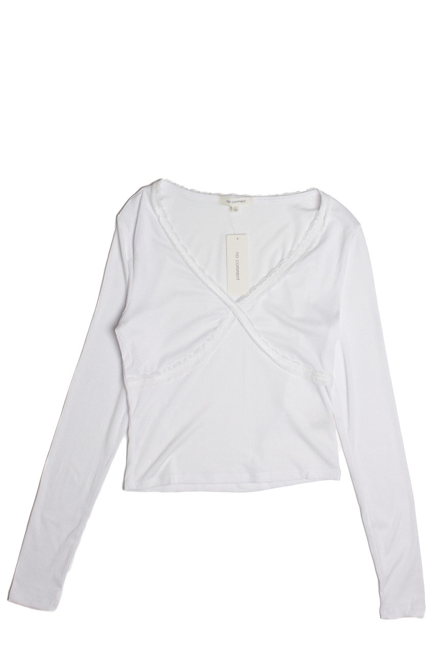 Lace Trim V-Neck Longsleeve