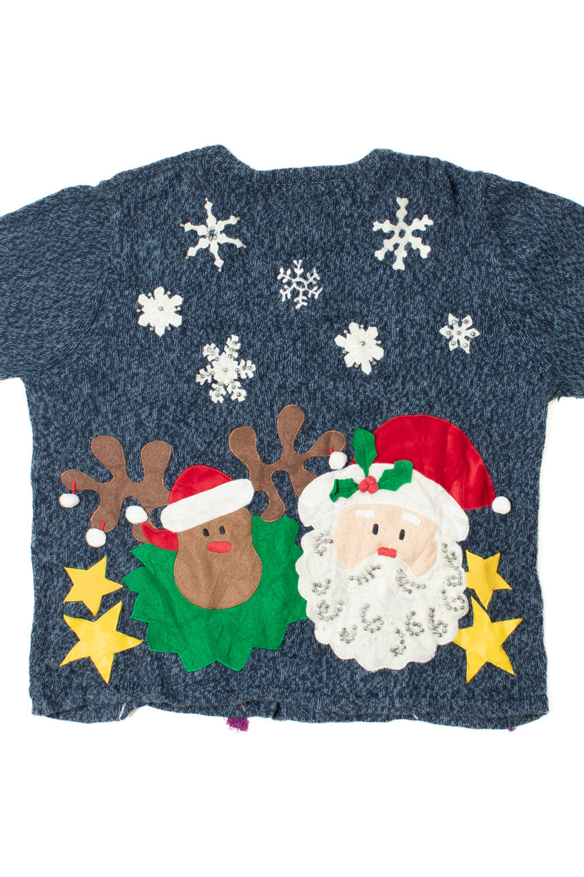 Blue Ugly Christmas Cardigan Sweater 61352