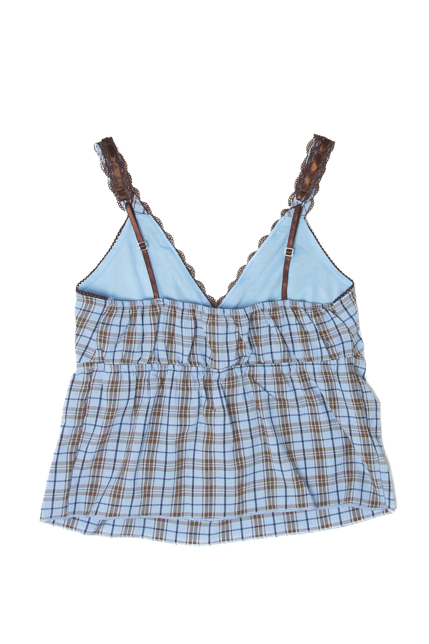Plaid Lace Trim Cami Top