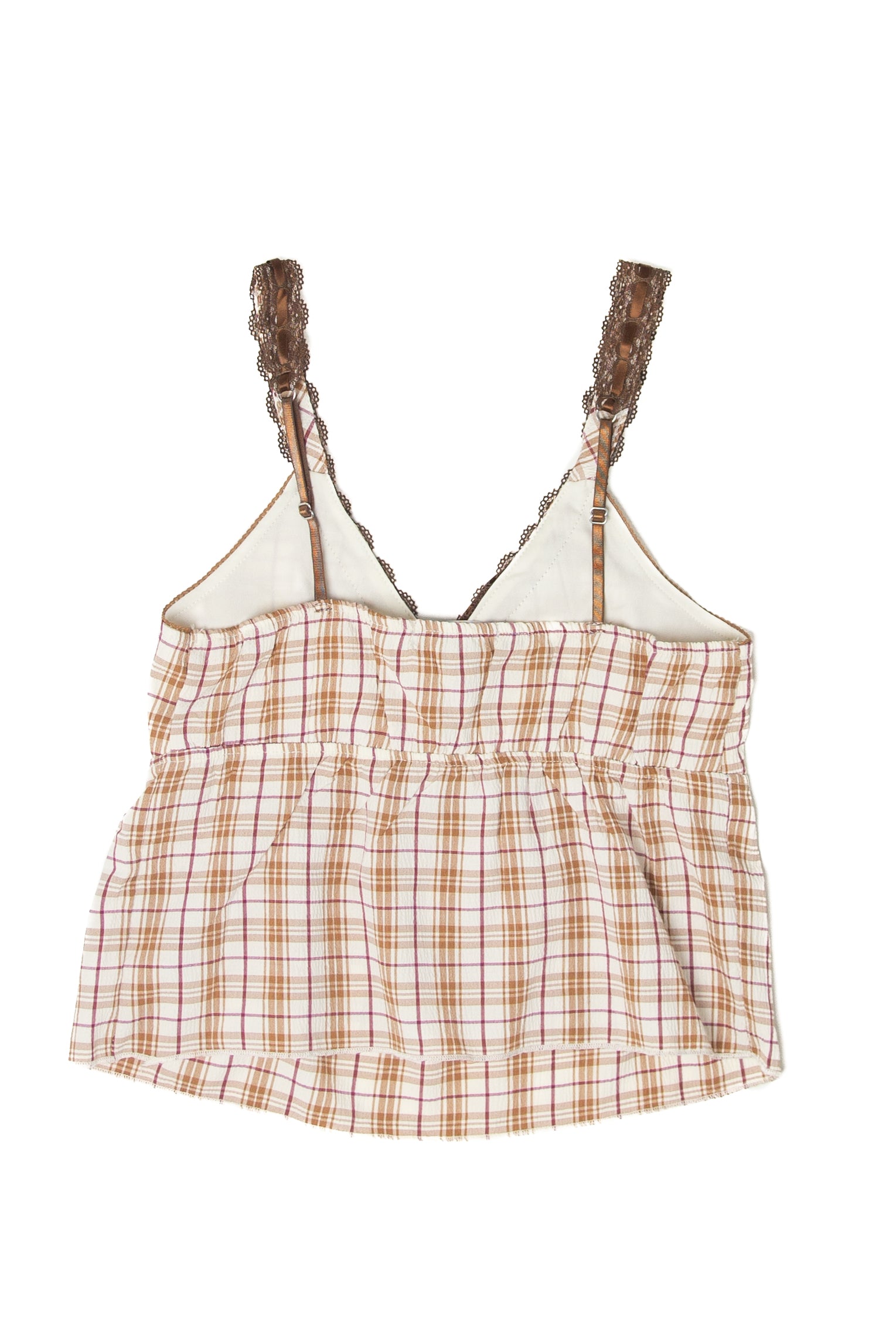 Plaid Lace Trim Cami Top