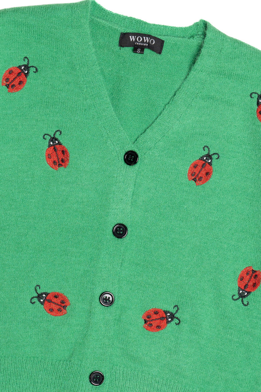 Embroidered Lady Bug Cardigan