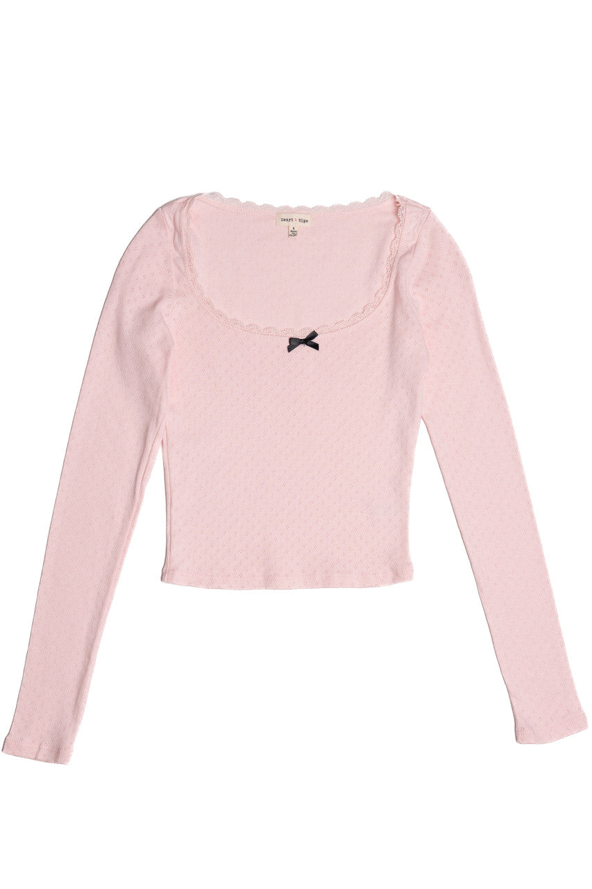 Pointelle Long Sleeve With Bow