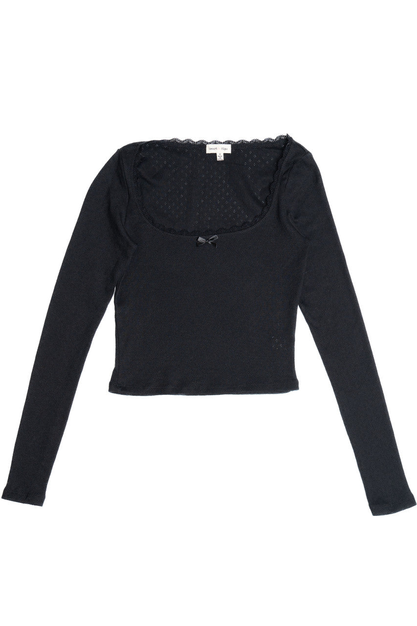 Pointelle Long Sleeve With Bow