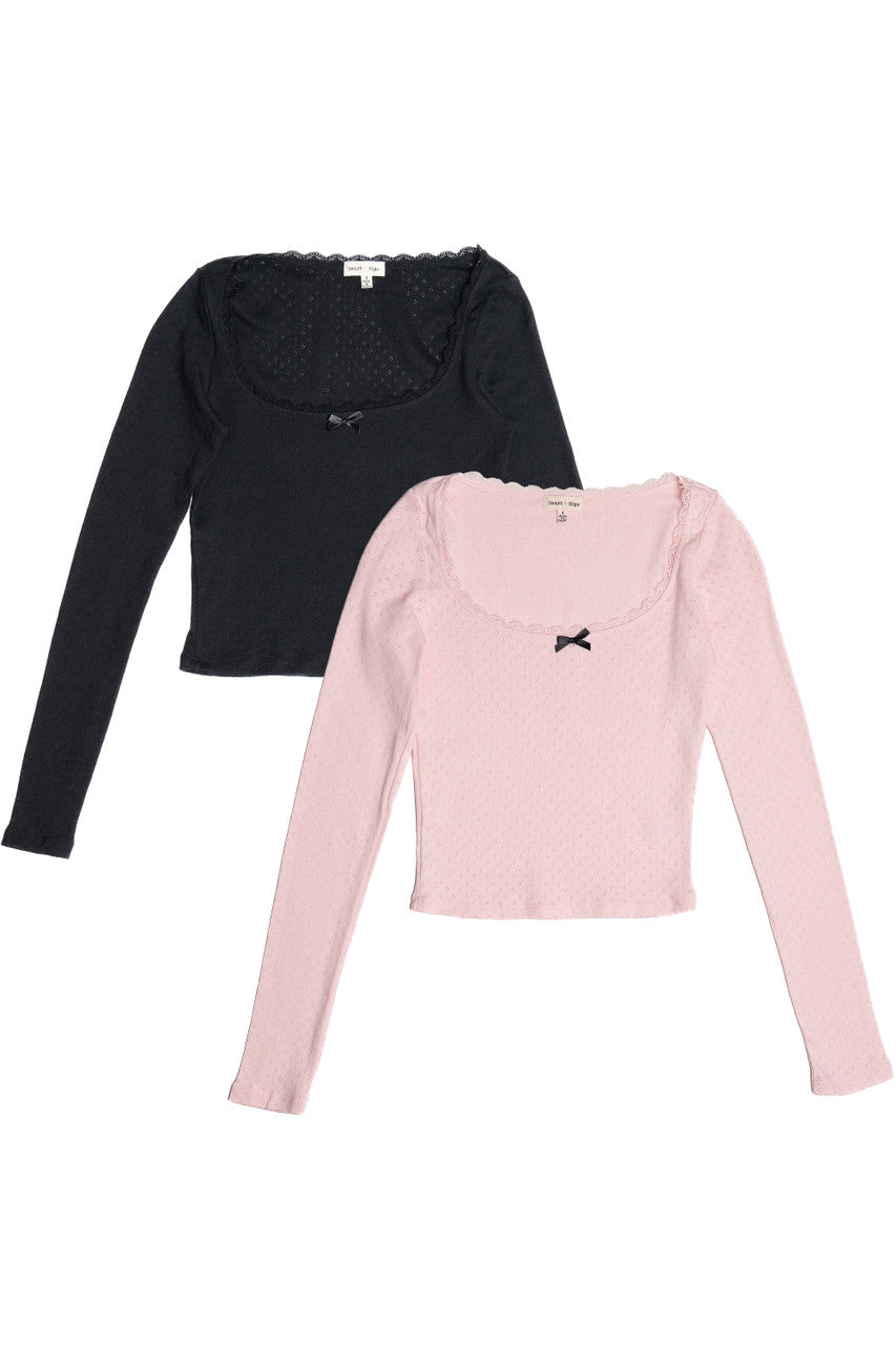 Pointelle Long Sleeve With Bow