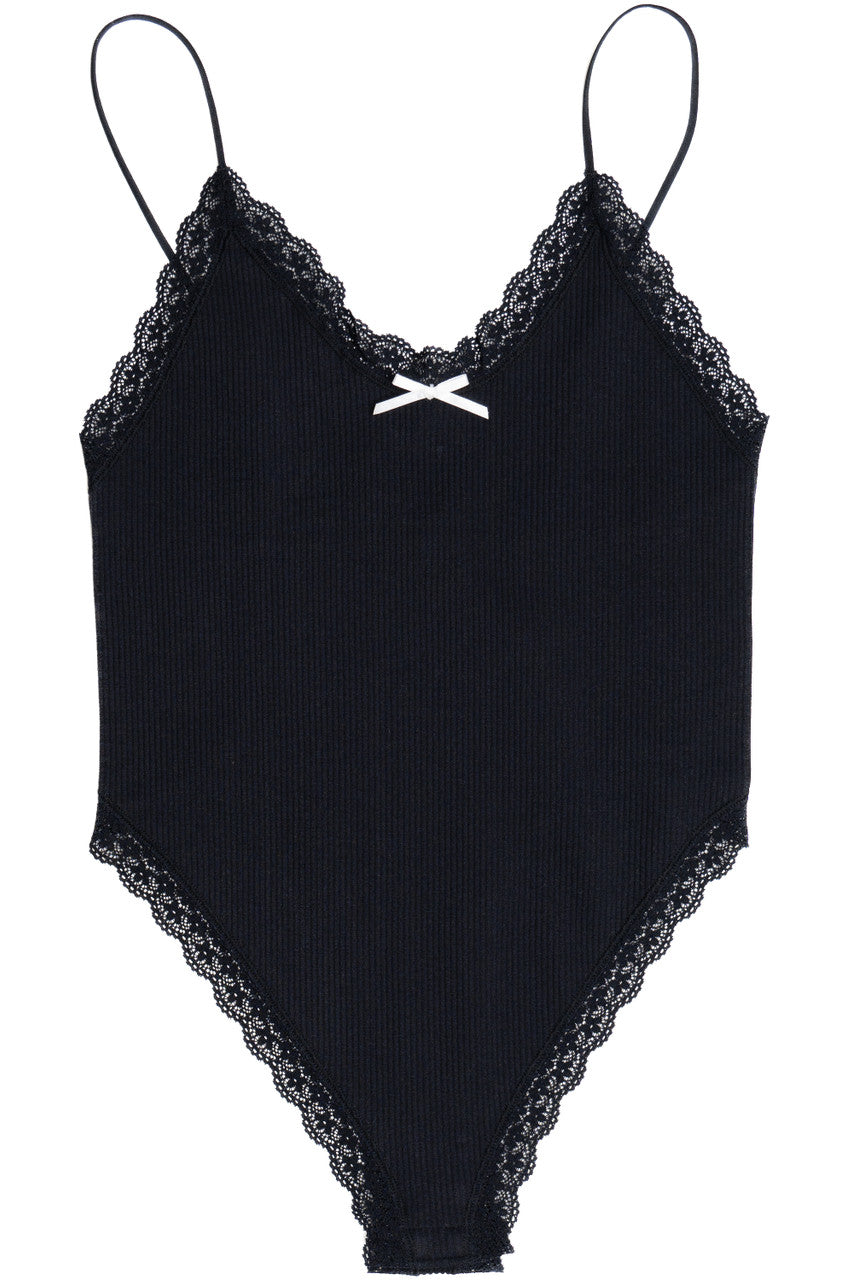 Lace Trim Bow Cami Bodysuit
