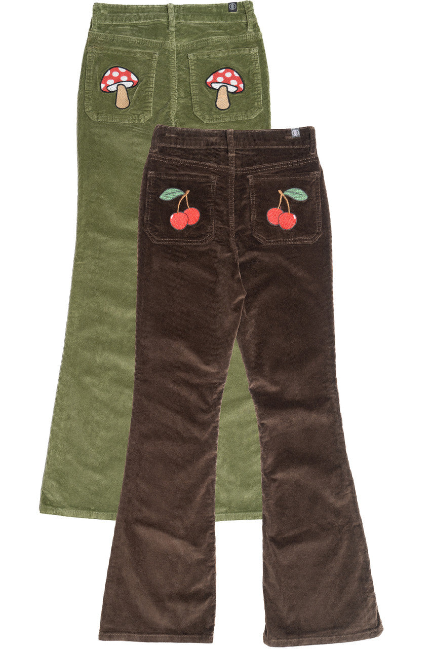 Pocket Applique Corduroy Flares