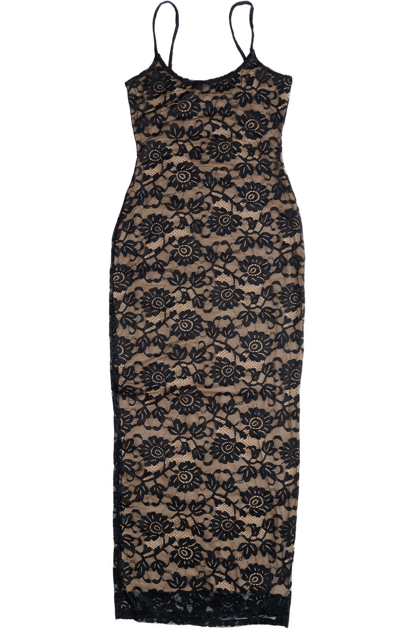 Rose Stretch Lace Maxi Dress