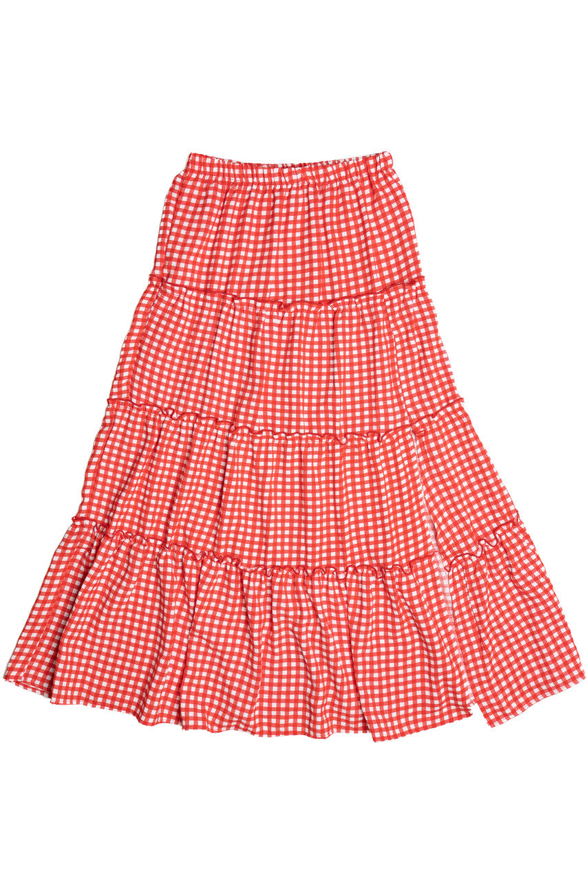 Gingham Tiered Maxi Skirt