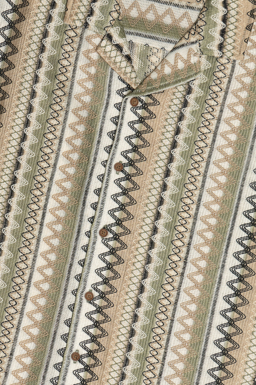 Zig Zag Woven Button Up Shirt