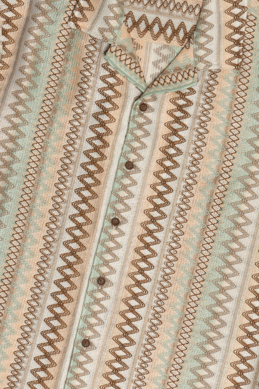 Zig Zag Woven Button Up Shirt