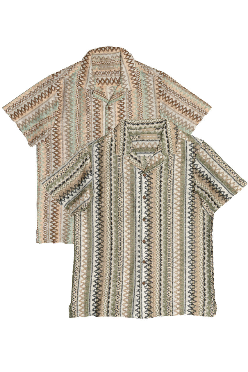 Zig Zag Woven Button Up Shirt