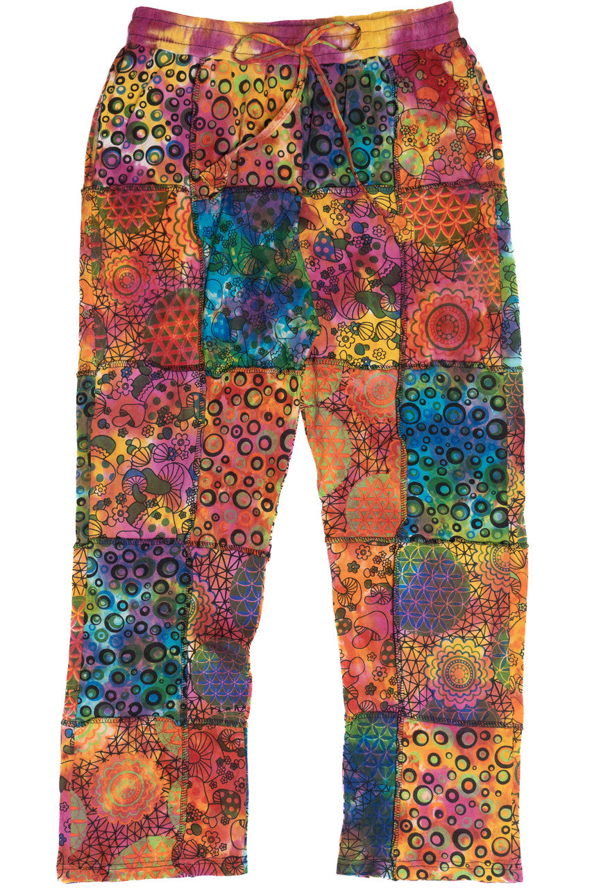 Tie Dye Mushroom Patchwork Pants