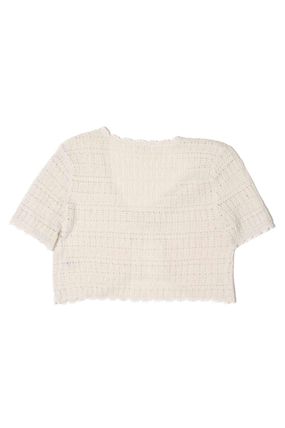 Tie Front Pointelle Crochet Top