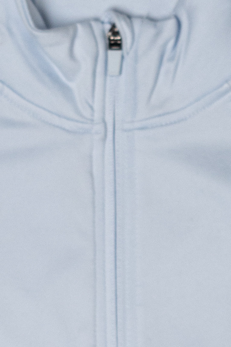 Fleece Lined Ribbed Zip Up Top - Blue