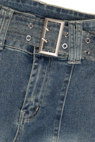 Belted Flare Grunge Wash Jeans