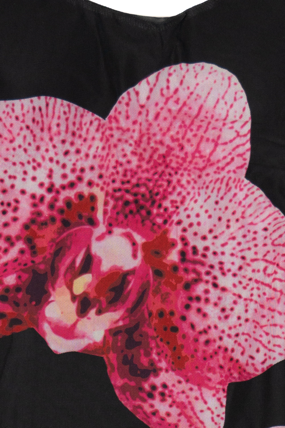 Large Flower Print Mesh Maxi Dress - Black