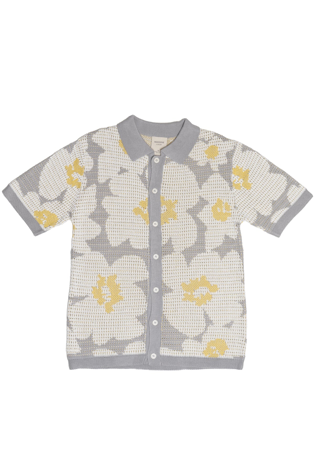 White Daisy Pressed Flower Knit Button Up Front