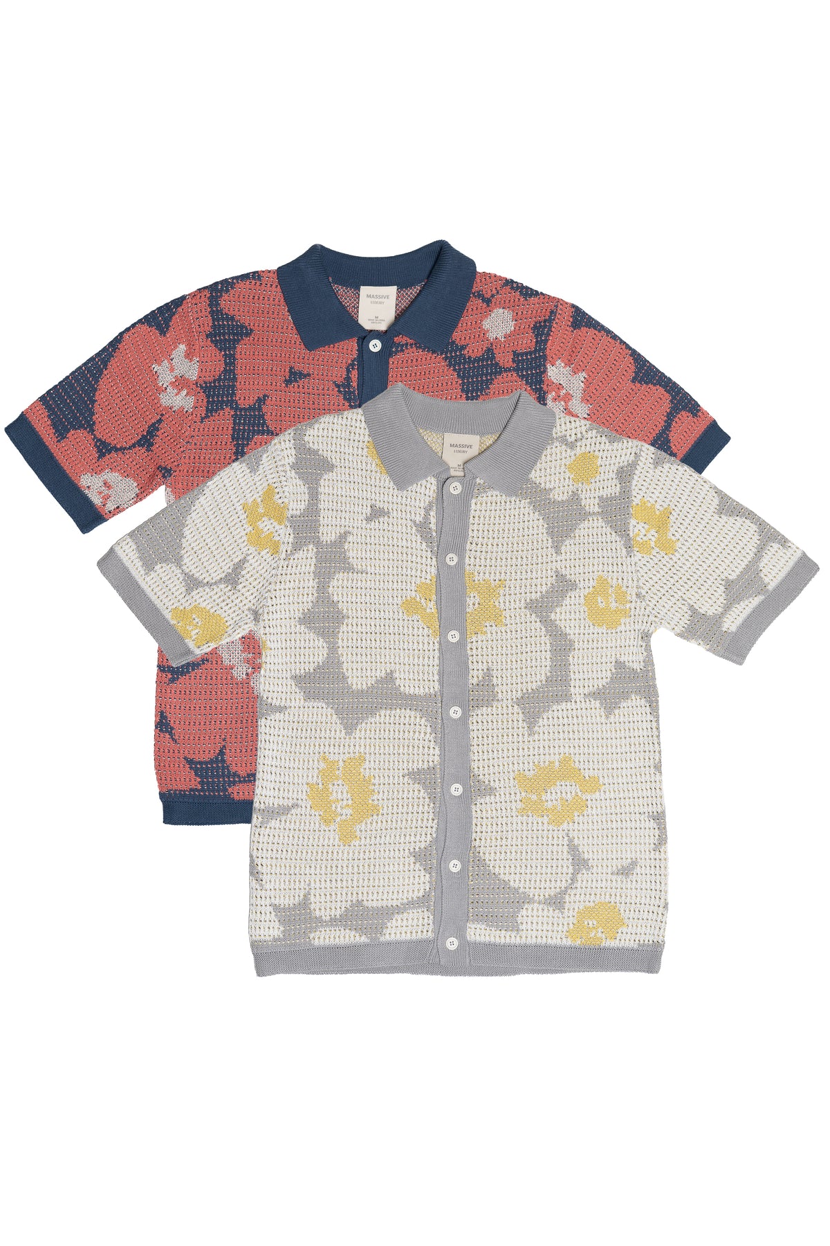 Red Poppy & White Daisy Pressed Flower Knit Button Ups