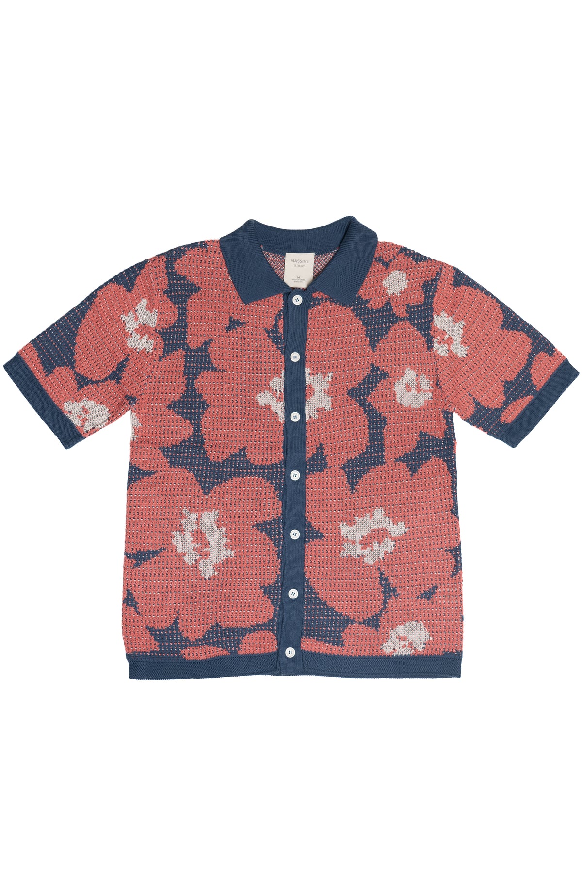 Red Poppy Pressed Flower Knit Button Up Front