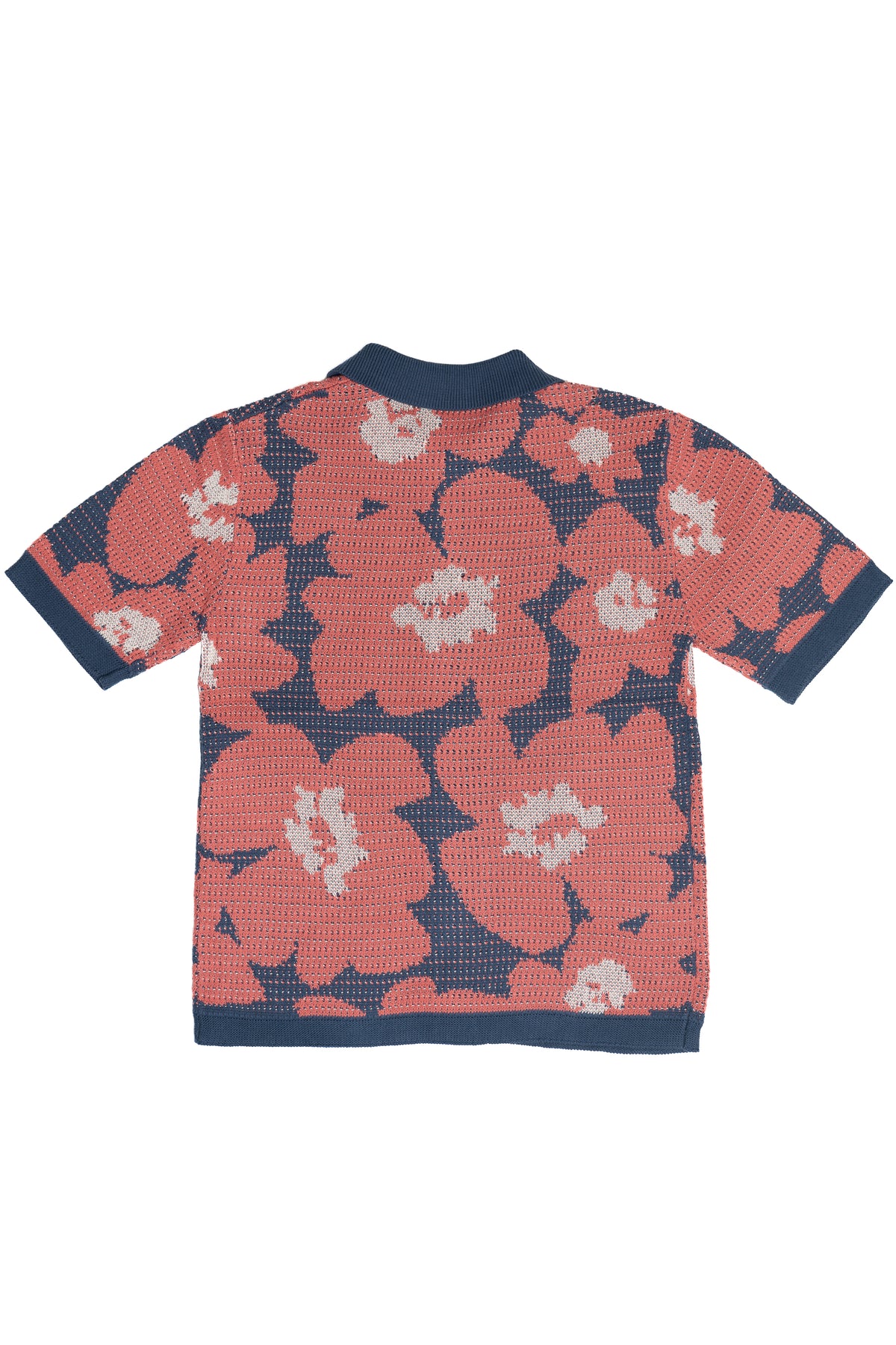 Red Poppy Pressed Flower Knit Button Up Back